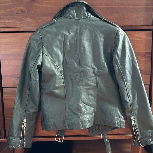 Army green leather jacket GUC - Picture 5 of 6
